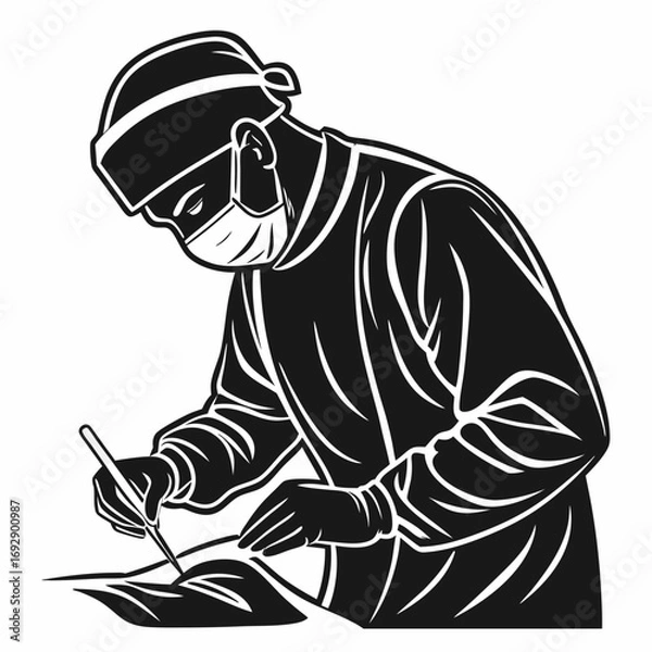 Fototapeta sketch of a girl with a pencil