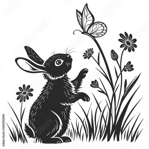 Fototapeta rabbit in grass