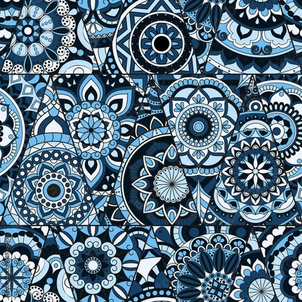 Fototapeta Seamless mandalas pattern. Vintage decorative elements with mandala. Hand drawn mandala background. Islam, Arabic mandala, Indian, mandala ottoman motifs. Perfect for printing on fabric or paper.