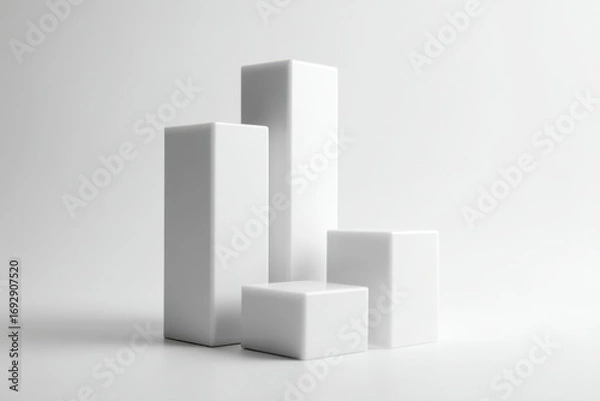 Fototapeta Abstract white geometric shapes
