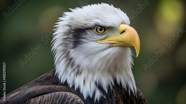 Fototapeta Close-up of a majestic Bald Eagle's head and neck