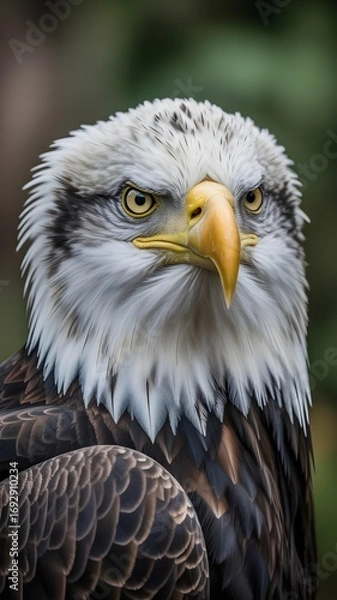 Fototapeta Close-up of a majestic Bald Eagle's head and neck