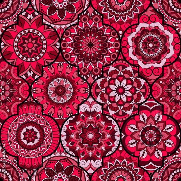 Obraz Seamless pattern. Vintage decorative elements. Hand drawn background. Islam, Arabic, Indian, ottoman motifs. Perfect for printing on fabric or paper.
