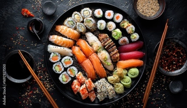 Obraz A large sushi platter