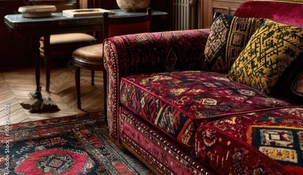 Obraz Luxurious red couch in an antique room