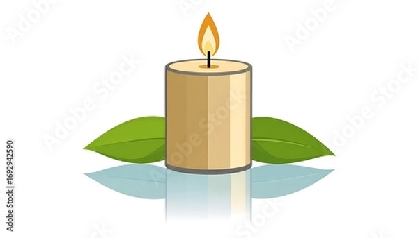 Fototapeta Simple candle icon with leaves