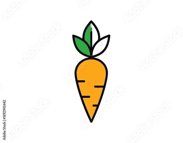 Fototapeta Simple carrot icon with green leaves