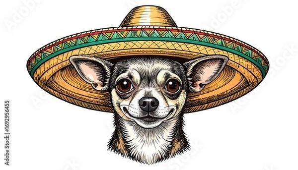 Fototapeta Smiling chihuahua in sombrero