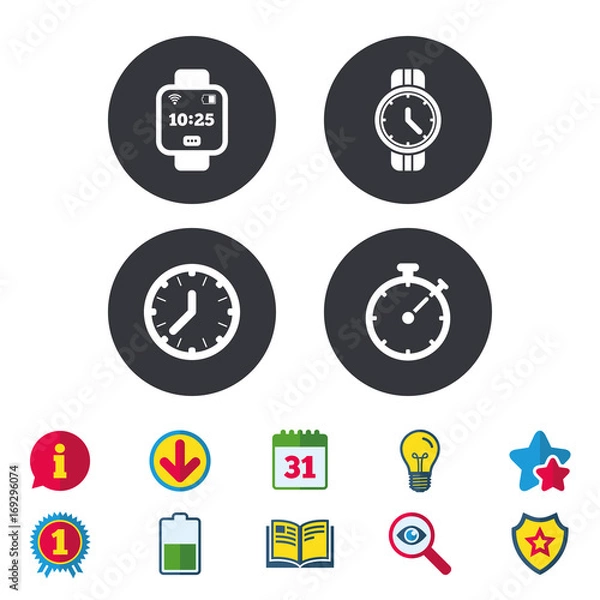 Fototapeta Smart watch. Mechanical clock time and timer.