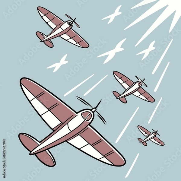 Fototapeta seamless pattern with airplane