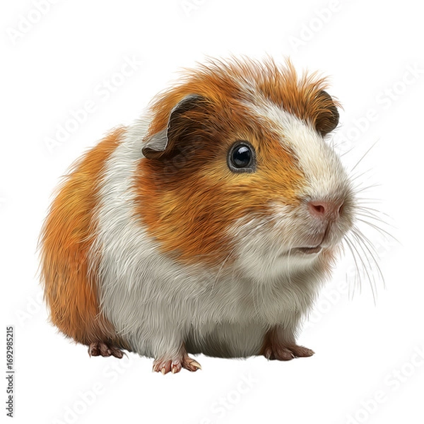 Fototapeta Adorable guinea pig with detailed fur and whiskers sitting calmly detailed fur and whiskers