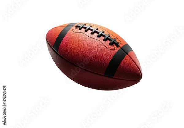 Obraz A textured american football with black laces and stripes isolated on transparent background