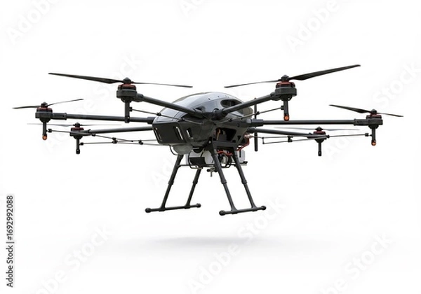 Fototapeta 精密な農業用ドローン 白背景で浮遊