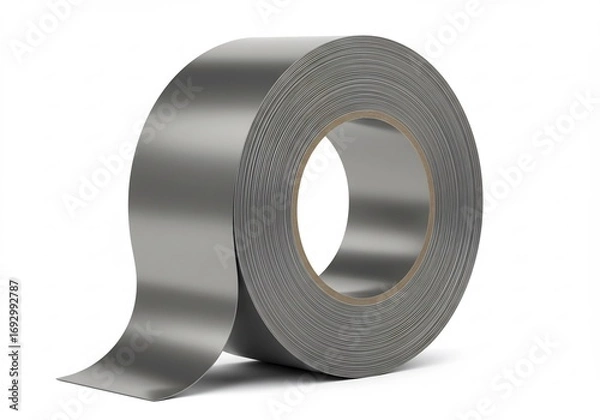 Fototapeta 銀色ガムテープの質感　背景白く鮮明なクローズアップ写真