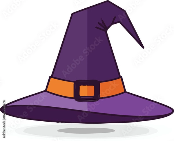 Fototapeta Halloween Vector Illustration of a Witch Hat with Belt Orange Purple Vector Editable Vector Illustration