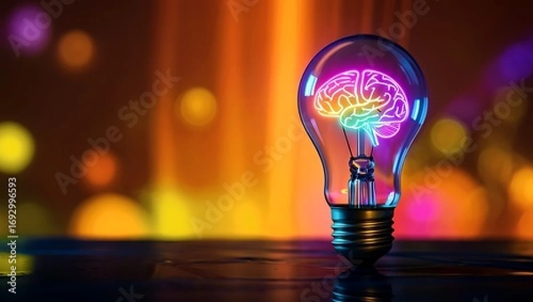 Obraz A light bulb with a brain inside it