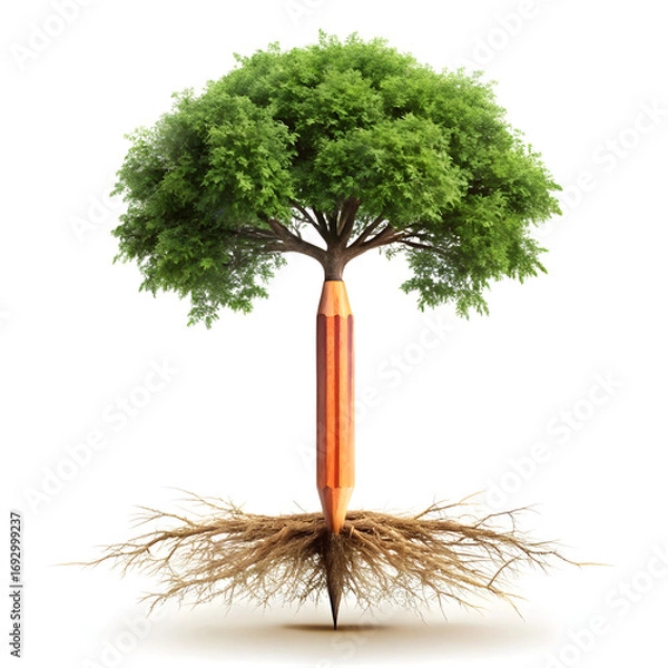 Fototapeta tree growing from light bulb idea into nature