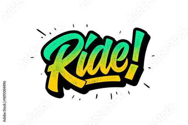 Fototapeta Ride text effect isolated on transparent background, perfect for skateboarding and extreme sports branding