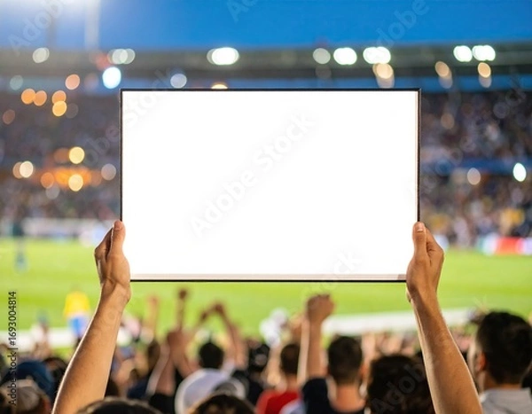 Fototapeta Blank sign held up at a sporting event