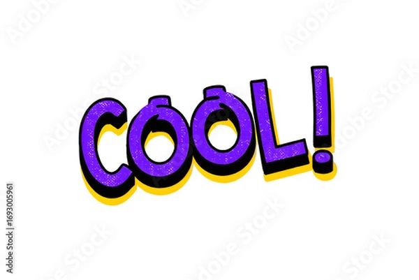 Fototapeta The word cool in purple with a yellow shadow isolated on transparent background is a fun design element