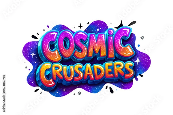 Fototapeta Cosmic crusaders text effect with galaxy background isolated on transparent background modern typography design