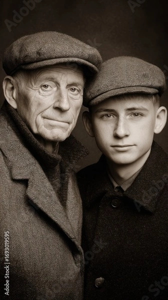 Fototapeta A Timeless Bond: Grandfather and Grandson Portrait