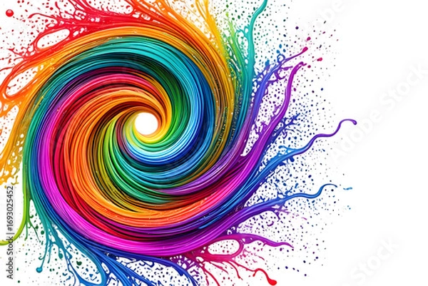 Fototapeta A colorful swirl of paint isolated on transparent background, perfect for abstract designs and backgrounds