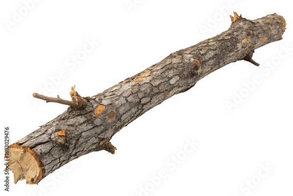 Obraz Rough barked wooden branch isolated on black