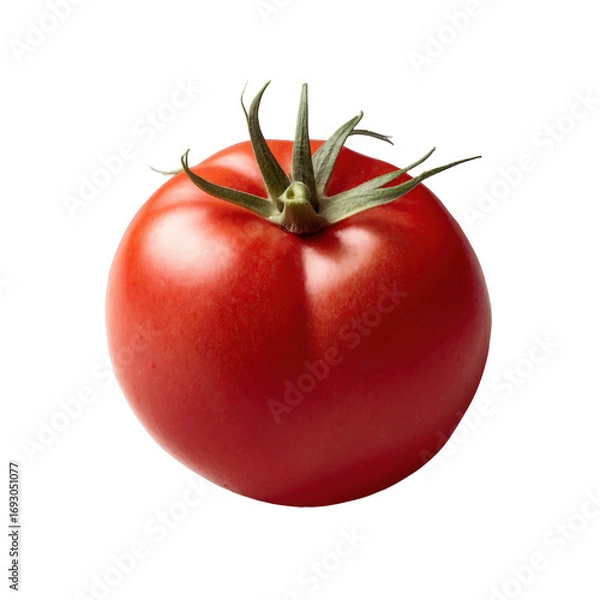 Fototapeta Fresh tomato isolated on white background. High-quality studio photo, suitable for culinary and healthy food designs.
