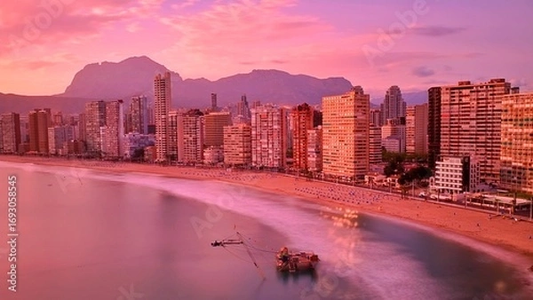 Fototapeta Benidorm sunset landscape 