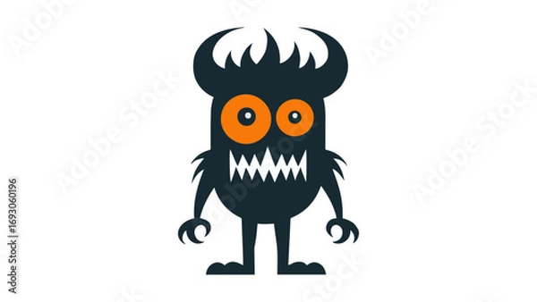 Fototapeta funny monster shape with one big and one small eye and horns on the head