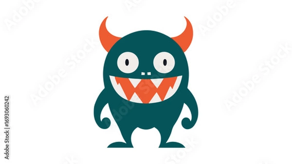 Fototapeta funny monster with stupid face shape vector illustration