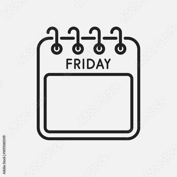 Fototapeta Icon page calendar day week Friday, empty space
