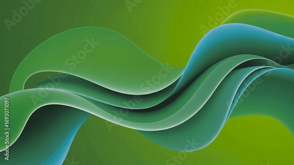 Fototapeta Green and Blue Abstract Wavy Lines Organic Background for Website Headers and Presentations