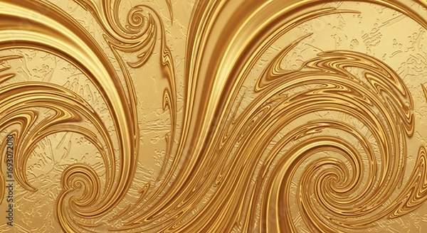Fototapeta Elegant golden swirl design background with intricate details and luxurious texture