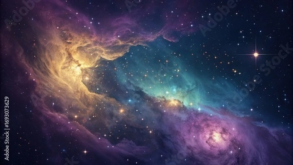 Fototapeta Cosmic nebula exploration outer space digital artwork celestial environment wide-angle view universe concepts