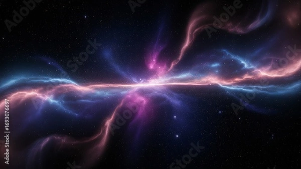 Fototapeta Cosmic Nebula in Deep Space with Vibrant Light and Clouds Galaxy Exploration
