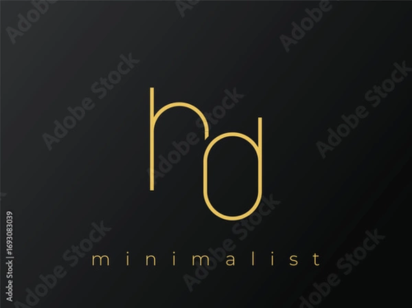 Obraz HD Minimalist Logo with Interlocking Shapes on Solid Black Background. A clean and modern minimalist logo design.