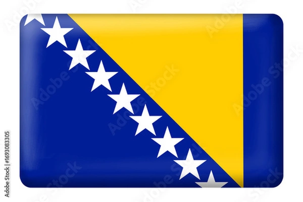 Fototapeta Flag of bosnia and herzegovina with square button on transparent background. Flag, country, national, travel, language, business, element, digital, design, presentation, sarajevo, png, web, print