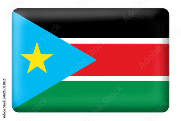 Fototapeta Flag of south sudan square button shape on transparent background. Flag, national, country, business, presentation, print, travel, world, web, language, education, capital juba. 