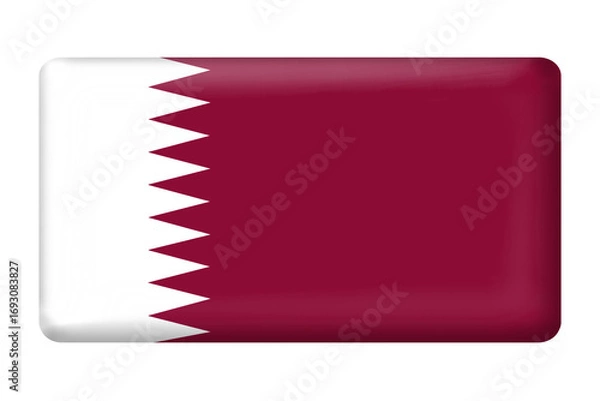 Fototapeta Qatari flag with square button shape on transparent background. Flag, travel, country, national, element, design, digital, web, ornament, business, presentation, education, language, etc. 