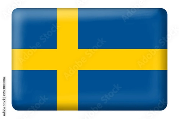 Fototapeta Swedish flag square button shape on transparent background. National flag. Flag, country, travel, language, education, print, digital, design, element, business, png, presentation, web, etc.