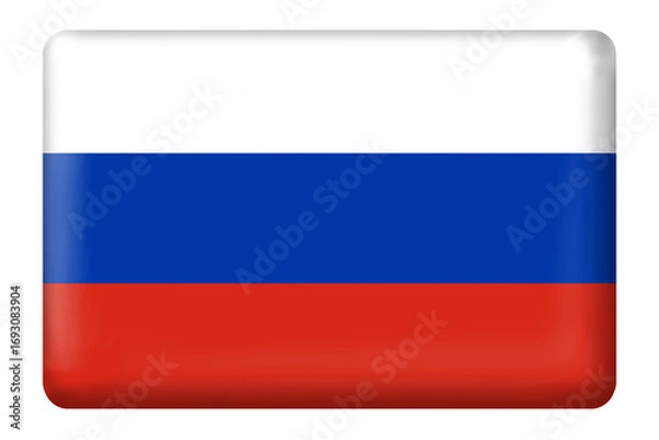 Fototapeta Russian flag square button shape on transparent background. Flag, nation, travel, language, business, education, print, sticker, presentation, Moscow, etc.