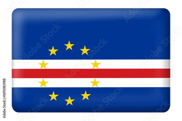 Fototapeta Cape verdean flag square button shape on transparent background. Flag, national, country, cape verde, travel, language, business, education, celebration day, independent, sticker, digital design, etc.