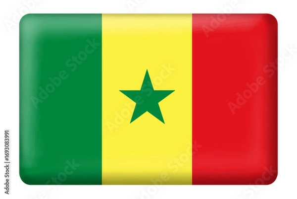 Fototapeta Senegalese flag square button shape on transparent background. Flag, national, country, senegal, travel, language, culture, celebration, independent day, print, sticker, business, presentation, etc.