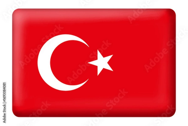 Fototapeta Turkish flag square button on transparent background. Flag, national, country, travel, language, culture, education, business, celebration day, independent day, element, sticker, design, print, etc.