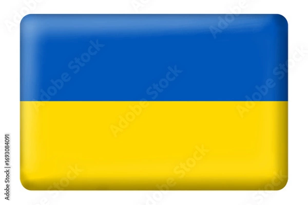 Fototapeta Ukrainian flag square button on transparent background. Flag, national, country, Ukraina, travel, culture, language, education, business, presentation, element, sticker, print, etc.