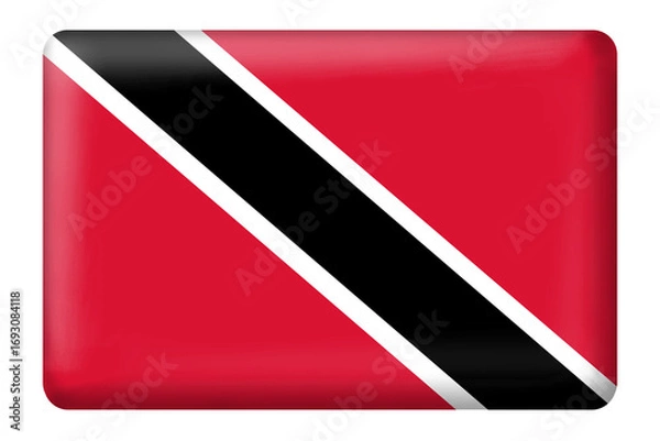 Fototapeta Trinindad and Tobago flag with square button shape on transparent background. National or country flag. Flag, Trinidad and Tobago, sticker, travel, education, business, element, celebration day, etc.