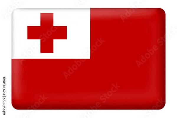 Fototapeta Tongan flag with square button shape on transparent background. Flag, national, country, Tonga, sticker, travel, independent day, celebration day, business, education, office, web, language, etc.