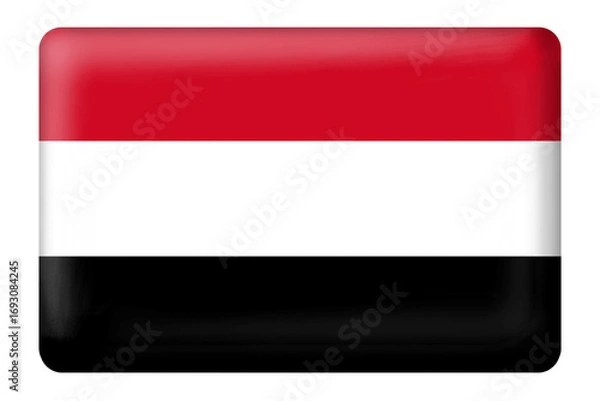 Fototapeta Yemeni flag with square button shape on transparent background. National or country flag. Flag, national, country, yemen, icon, symbol, sticker, element, design, education, business, office, png